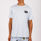 Light blue T-shirt front view with illustrated graphic